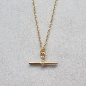 Solid Gold T-Bar Necklace