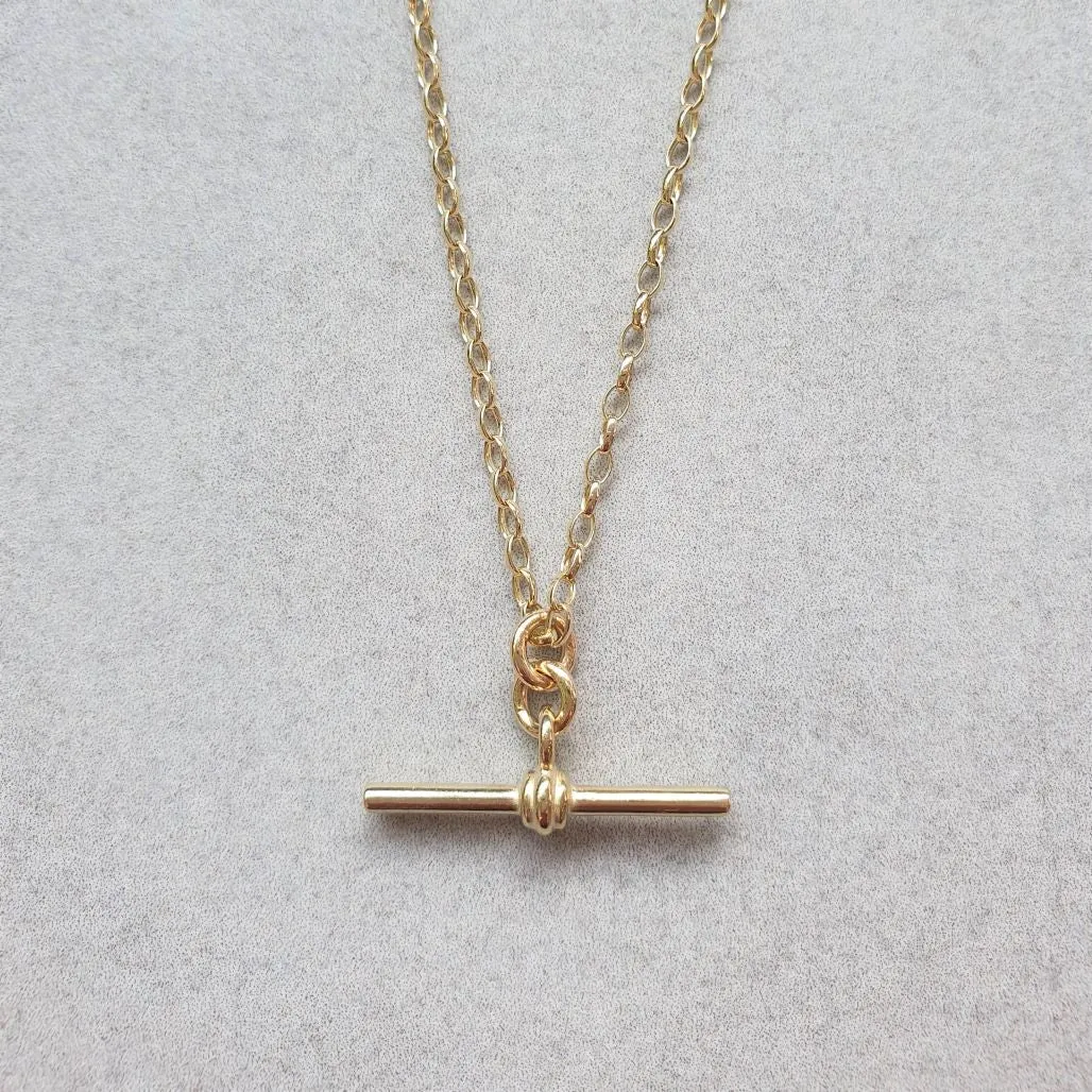 Solid Gold T-Bar Necklace