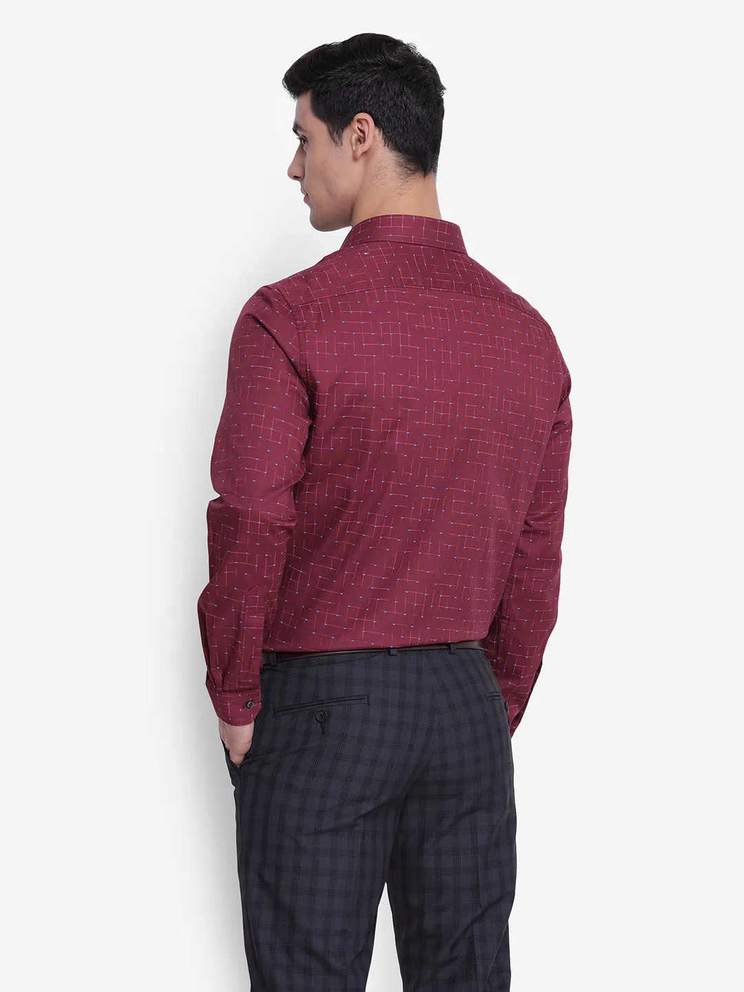 Solid Maroon Slim Fit Formal Shirt