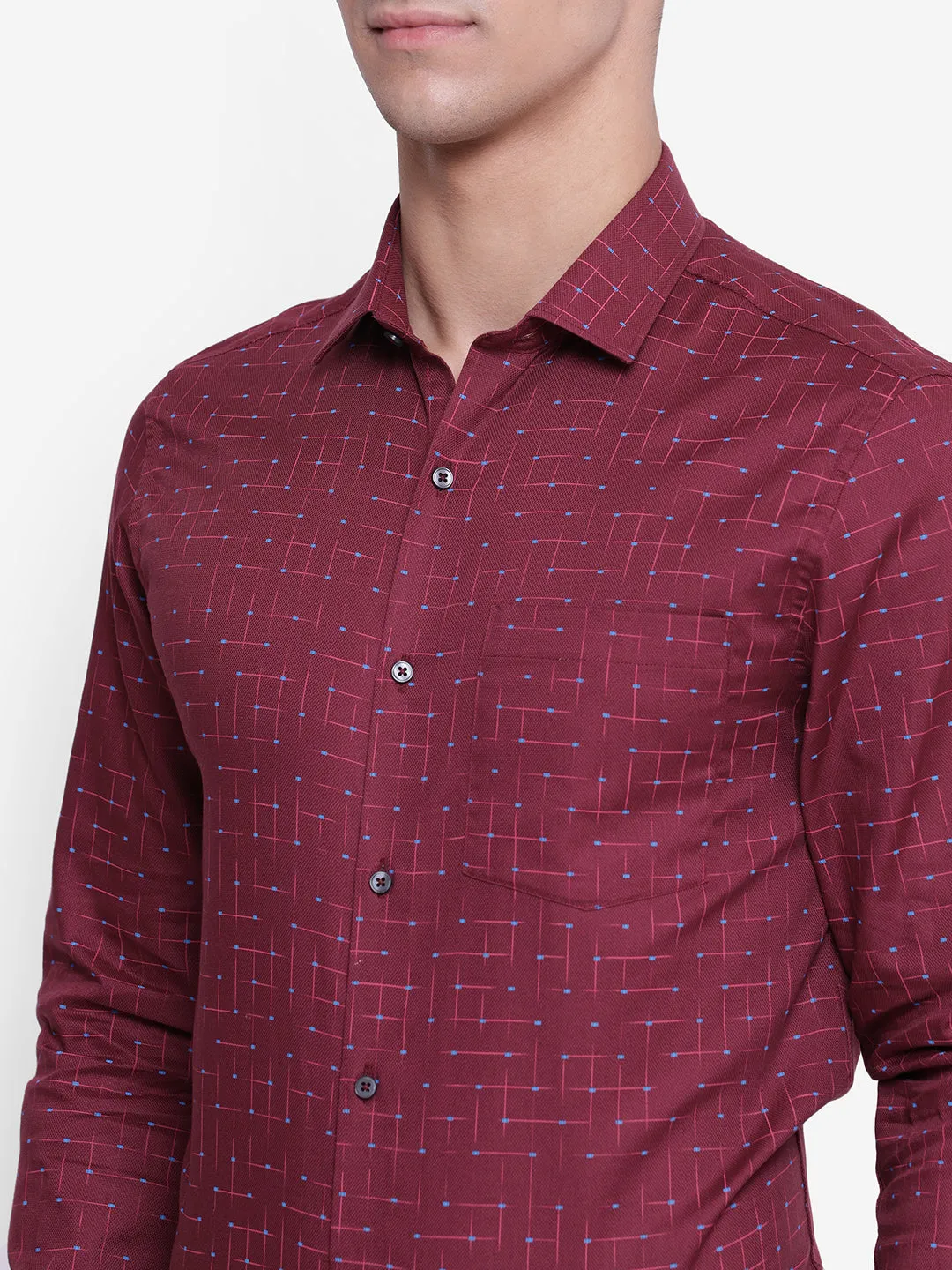 Solid Maroon Slim Fit Formal Shirt