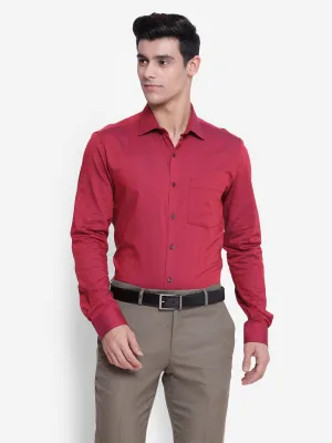 Solid Red Slim Fit Formal Shirt