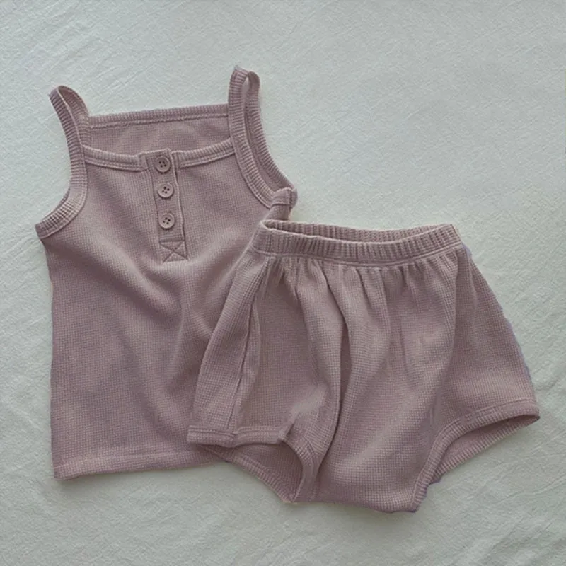 Solid Sleeveless Tops & Shorts Set