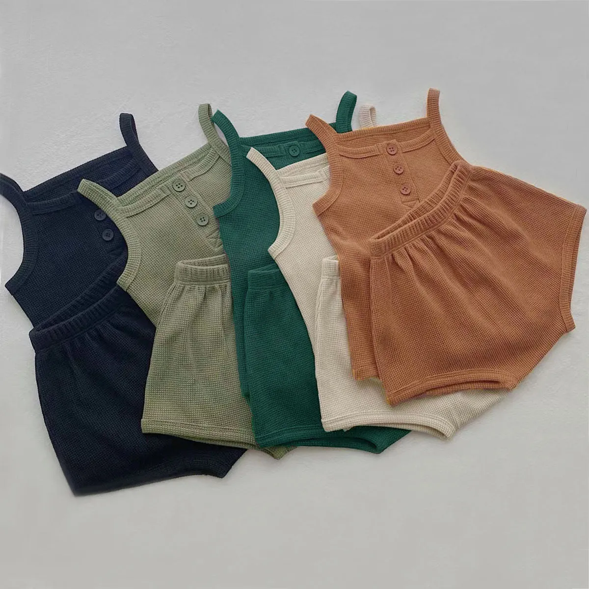Solid Sleeveless Tops & Shorts Set