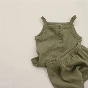 Solid Sleeveless Tops & Shorts Set
