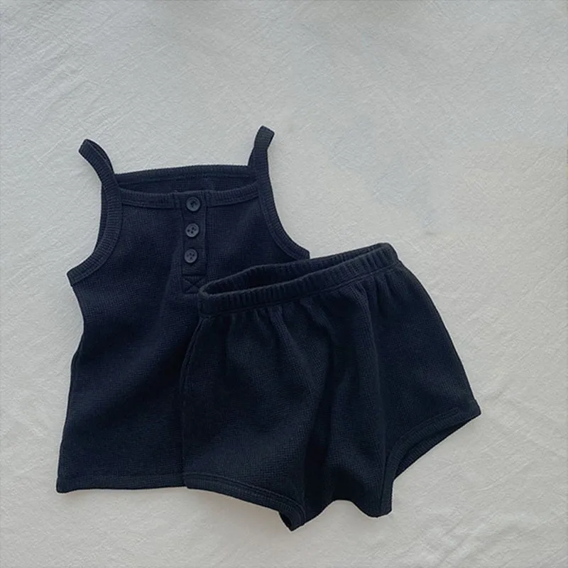 Solid Sleeveless Tops & Shorts Set