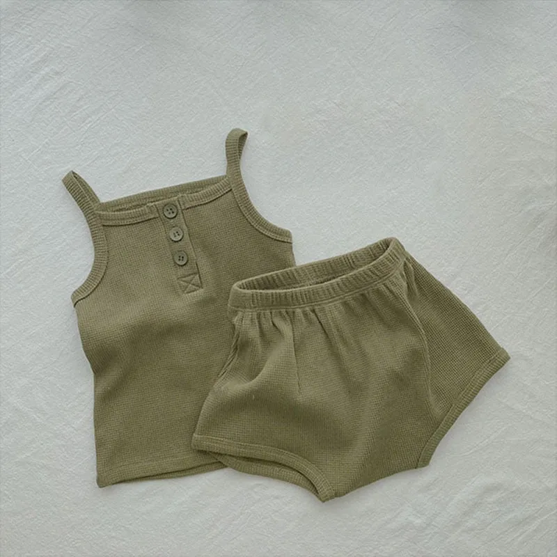 Solid Sleeveless Tops & Shorts Set