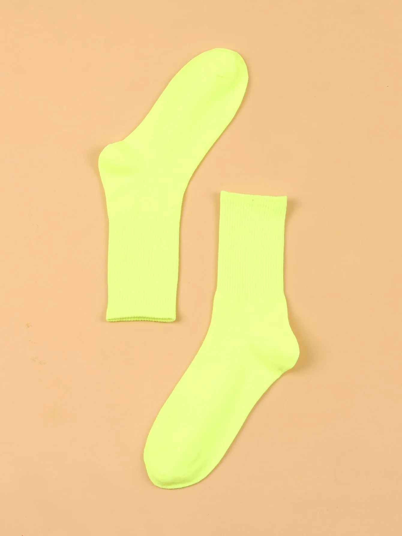 Solid Yellow Crew Socks for Women Plain Socks Cozy Socks Fashion Socks