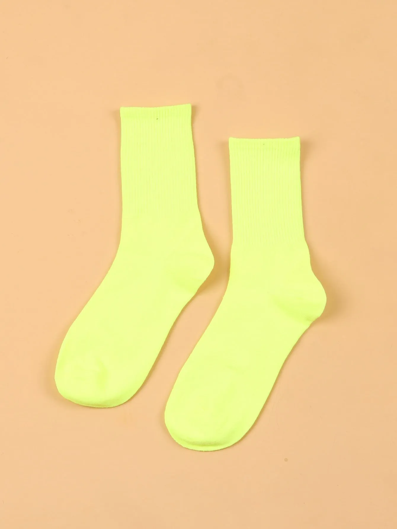 Solid Yellow Crew Socks for Women Plain Socks Cozy Socks Fashion Socks