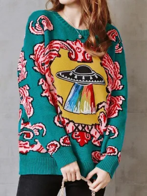 Spaceships in Wool Sweatshirt