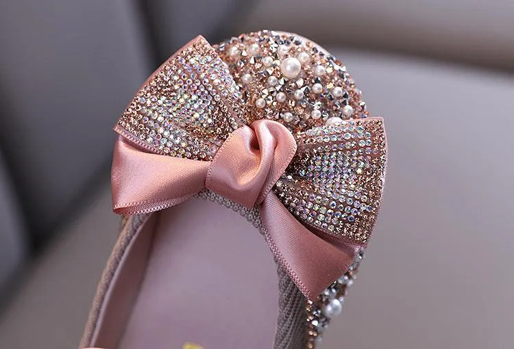 Sparkling Rhinestone Pearl Shoes for Little Princess