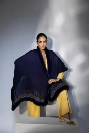 Sparkling Sequin Fine Wool Winter Fur Shawl