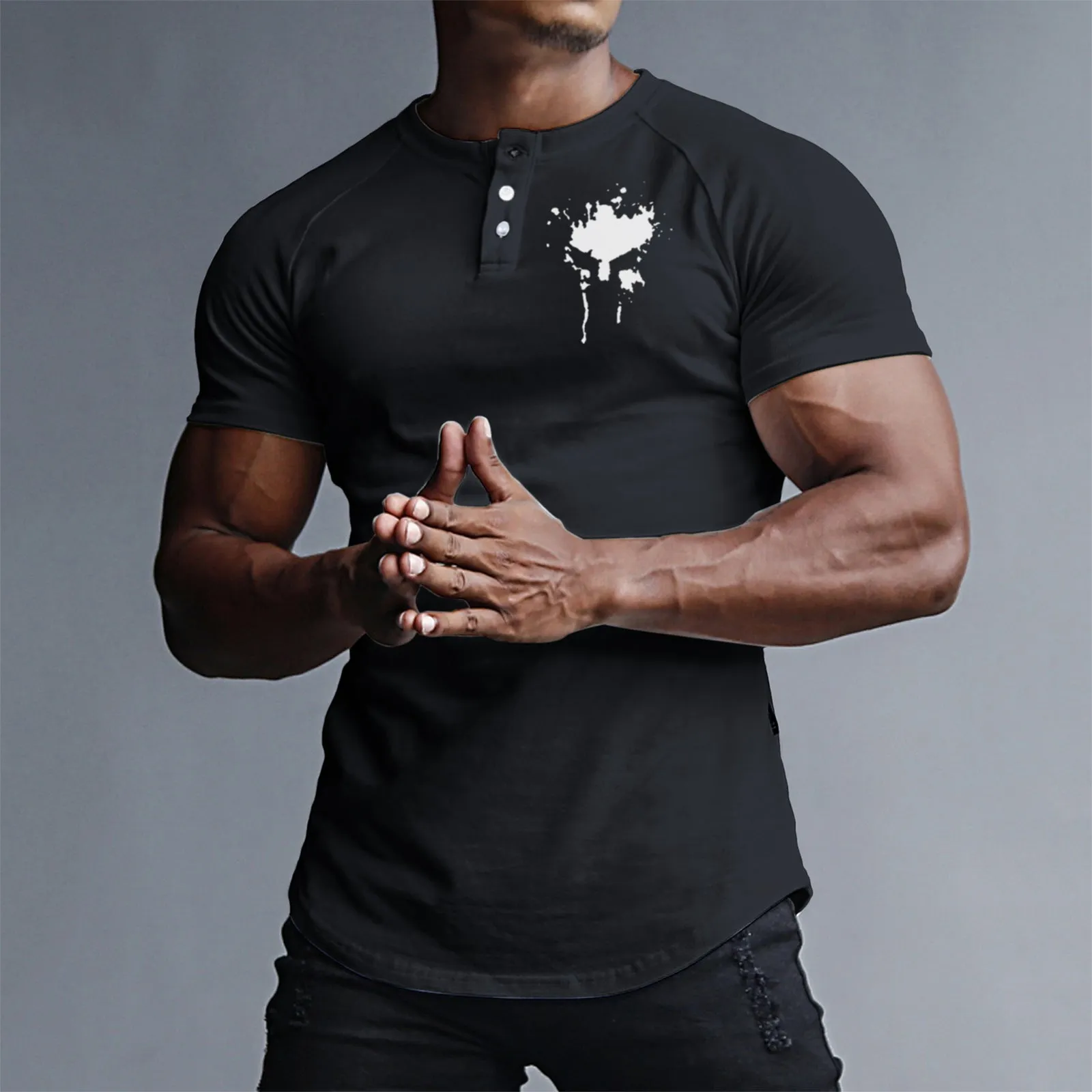 SPARTA DOUBLE SIDED MILK FLEECE HENLY NECK RAGLAN GRAPHIC TEE