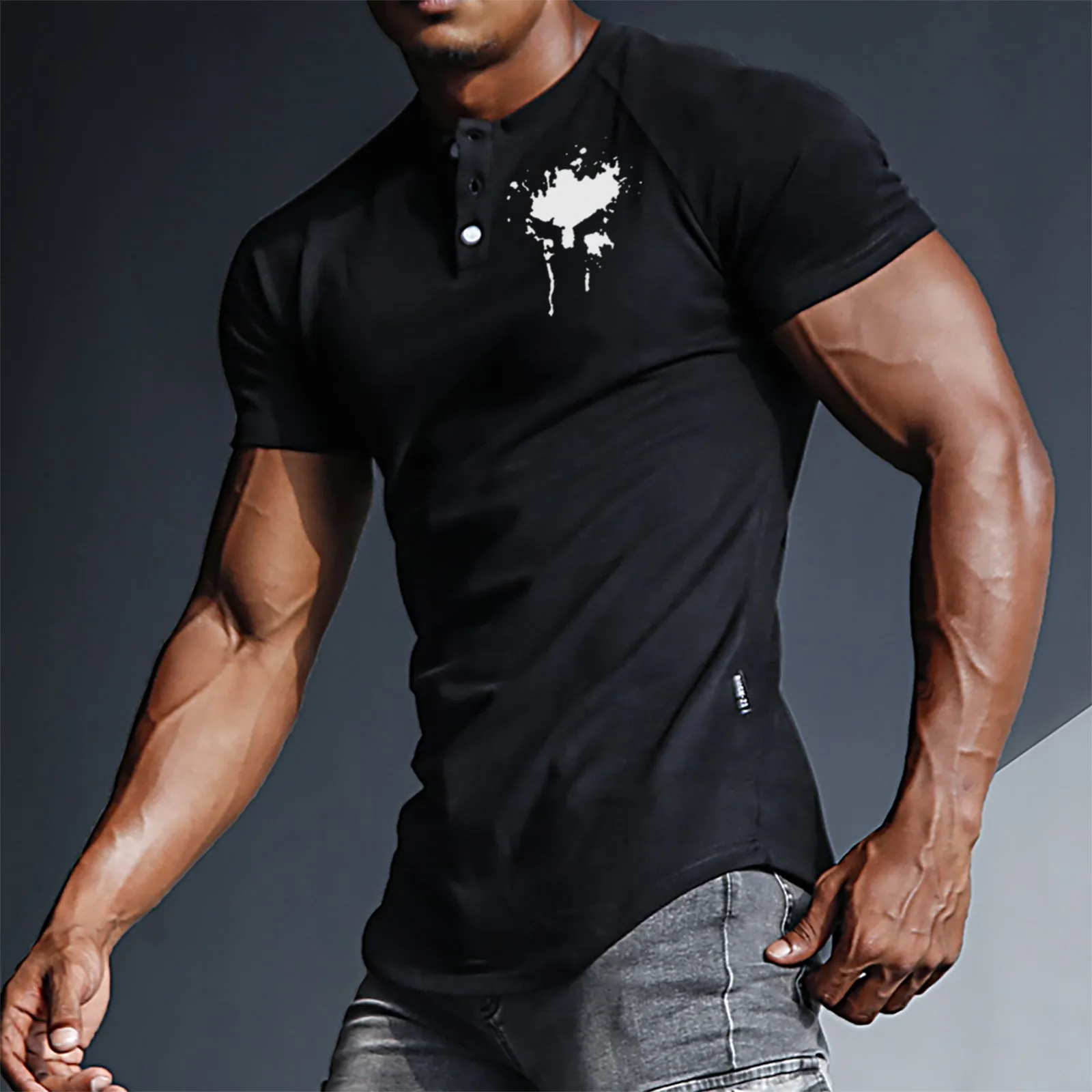 SPARTA DOUBLE SIDED MILK FLEECE HENLY NECK RAGLAN GRAPHIC TEE