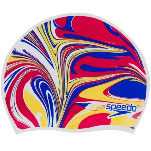 Speedo - Junior Slogan Silicone Cap - White/Blue/Red