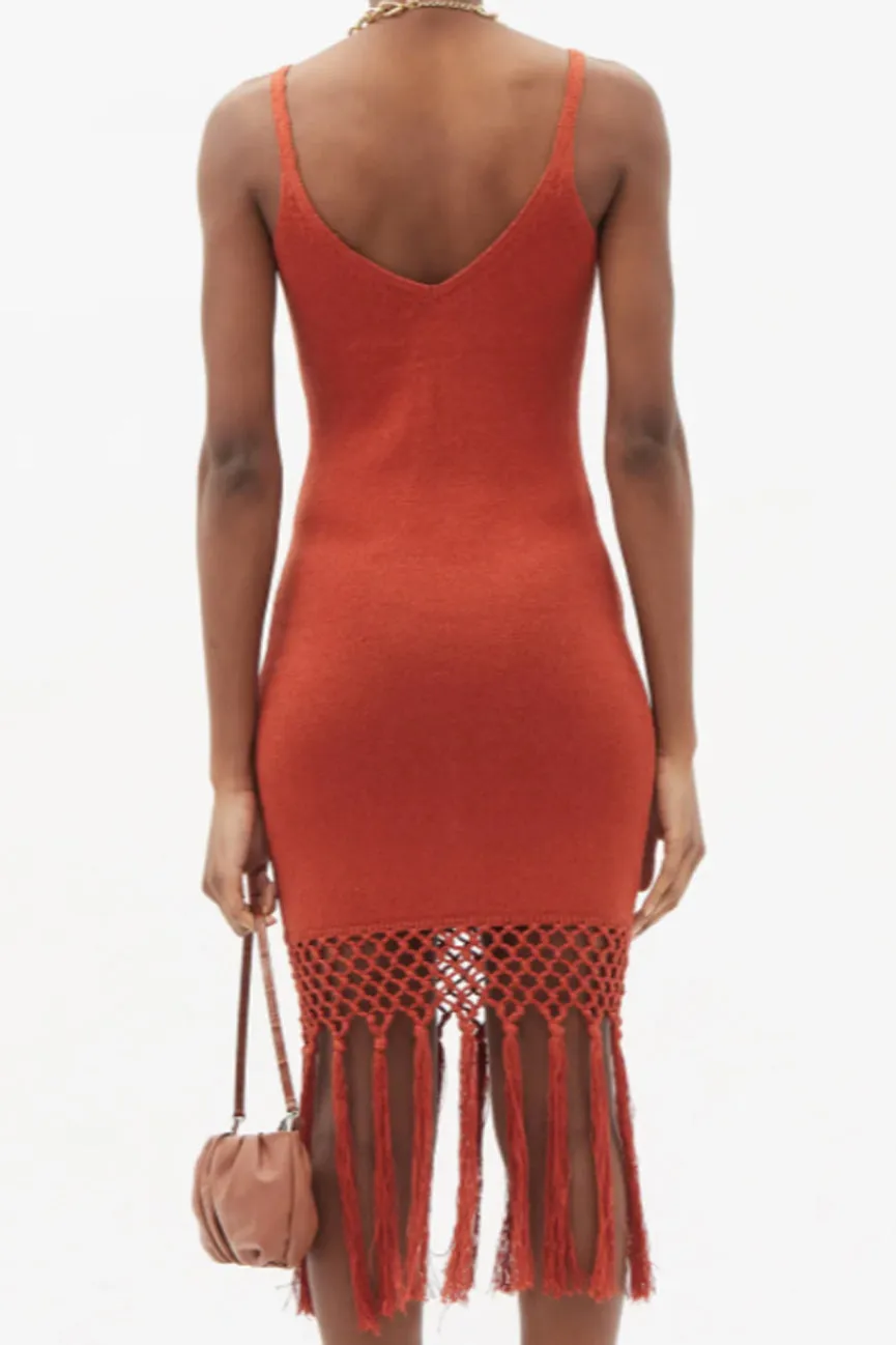 Spice Linen Tassel Midi Dress