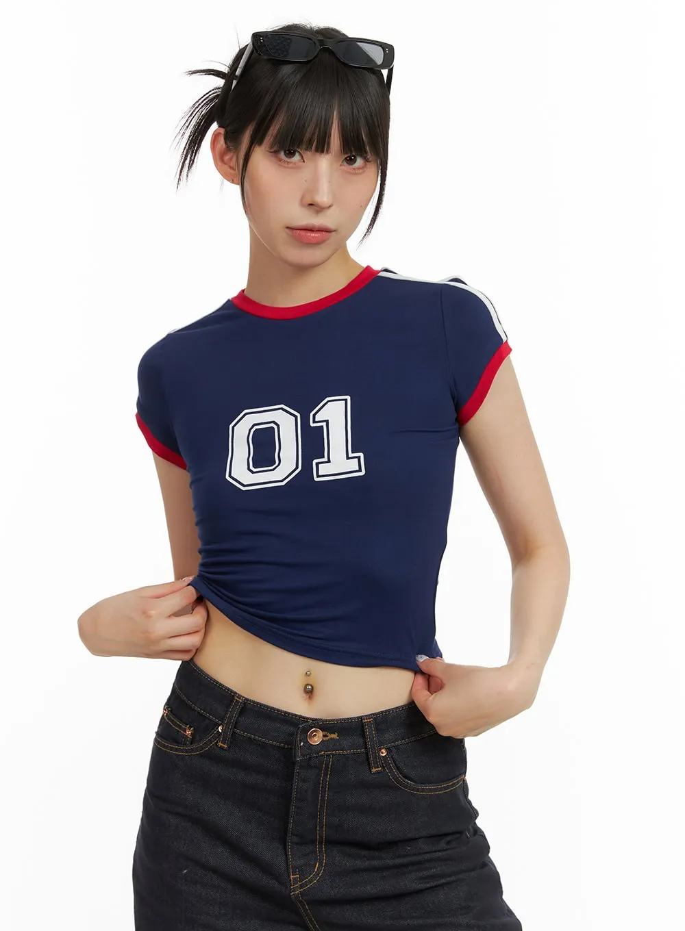 Sporty Lettering Crop Tee CU424