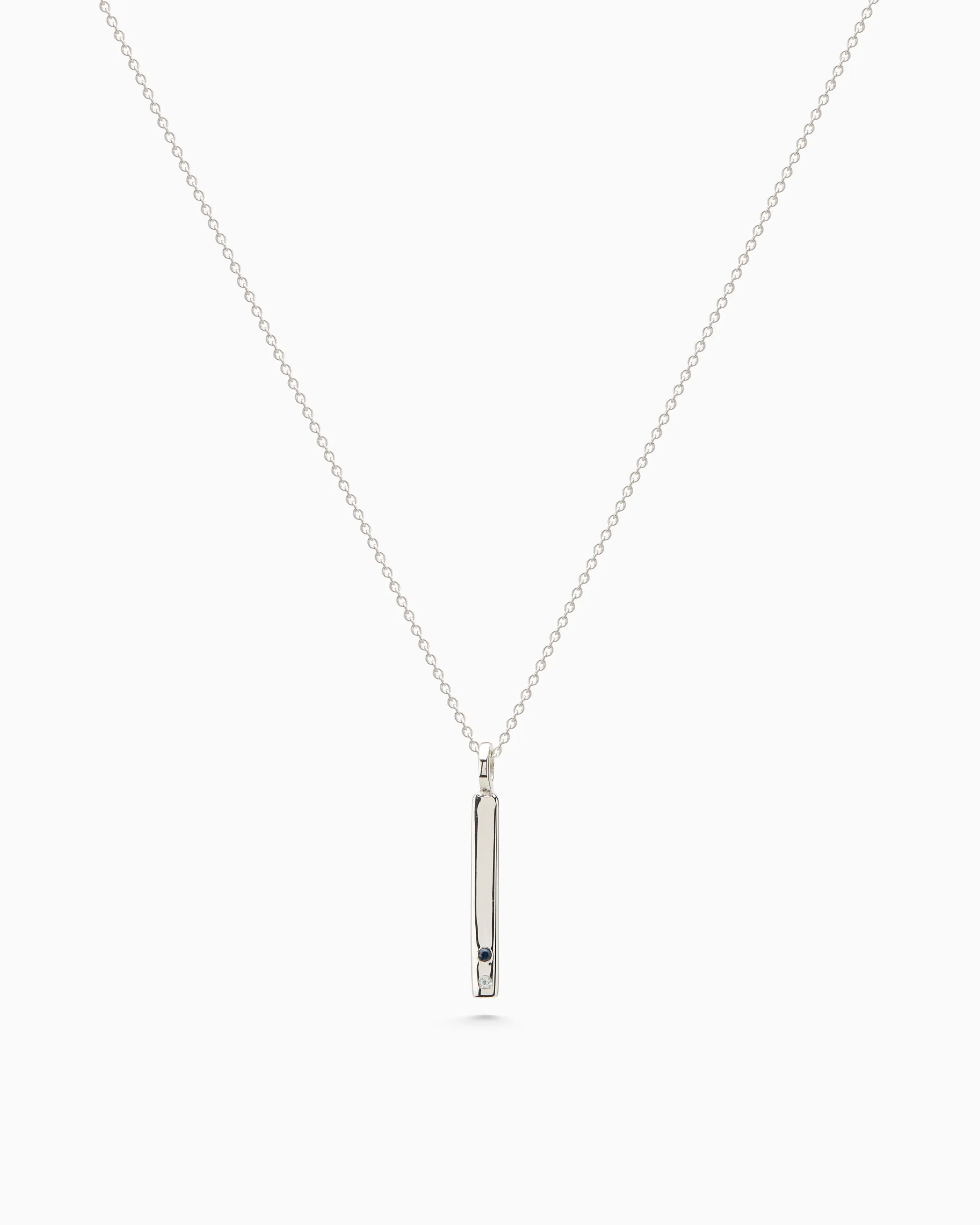Square Drop Birthstone Pendant | Silver