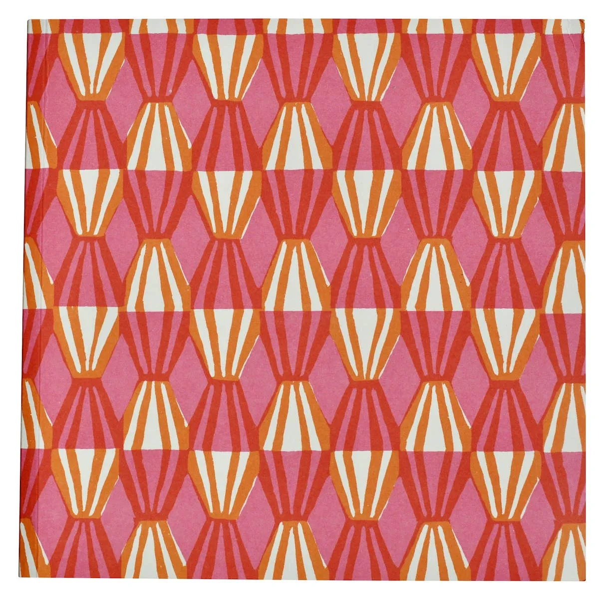 Square Notebook with Lined Paper in Threadwork Pink and Orange