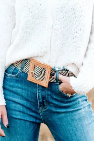 Square Rattan Stretch Belt