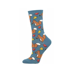 Squirrel Them Away Crew Socks - Womens