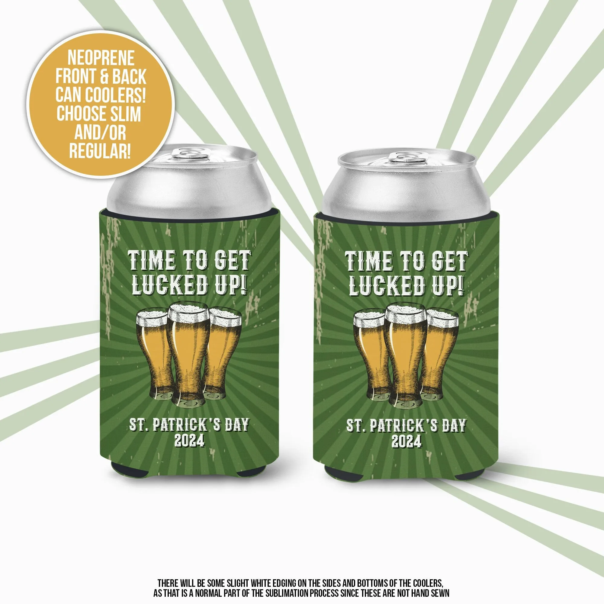 St. Patrick's Day can coolies | Time to Get Lucked Up St. Patrick's Day beverage insulators | st. patty's day parade can coolie MCC-266