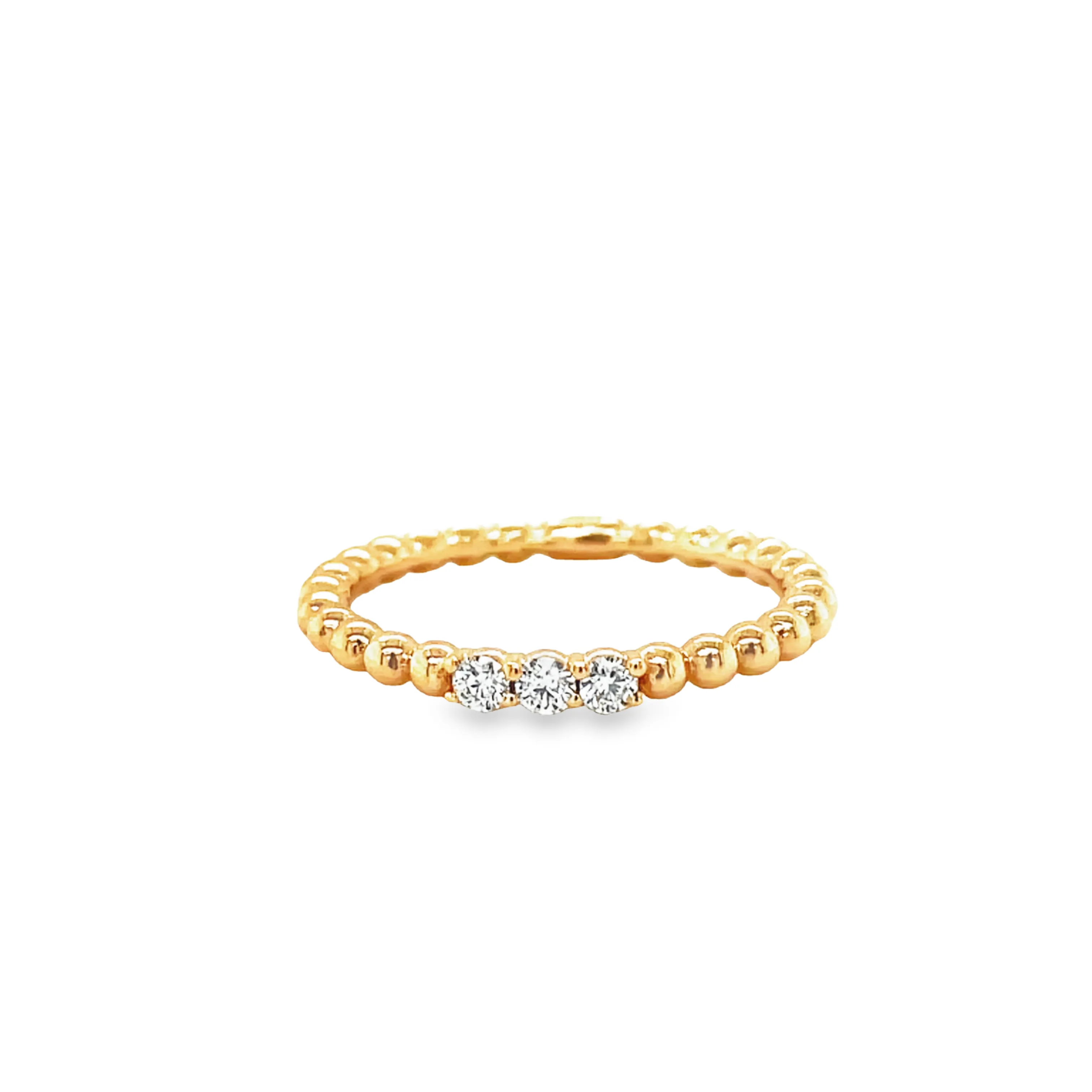 Stackable Beaded Italian Rose Gold Diamond Ring