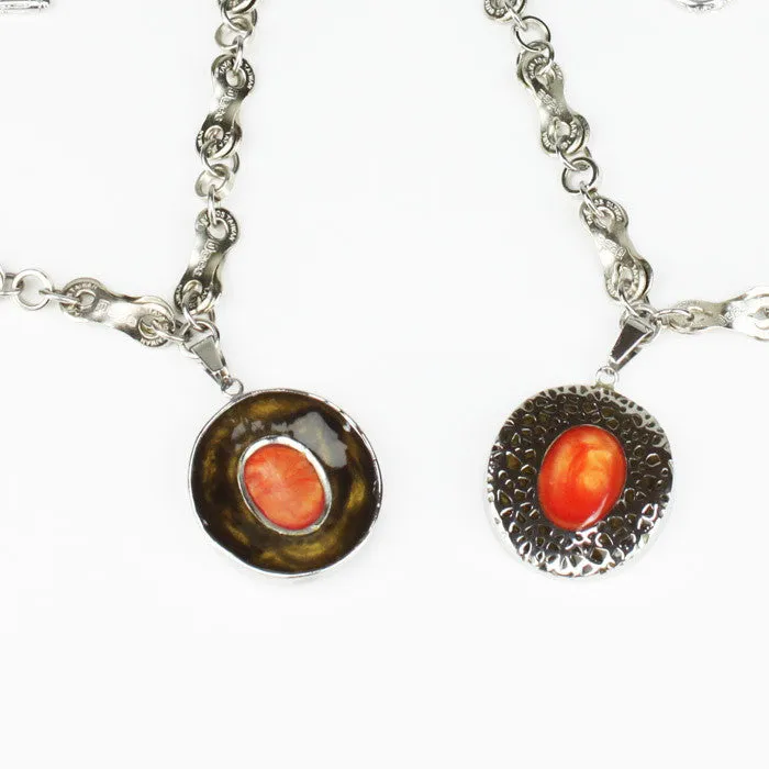 Stainless Steel Reversible Orange Pendant Necklace - Wholesale