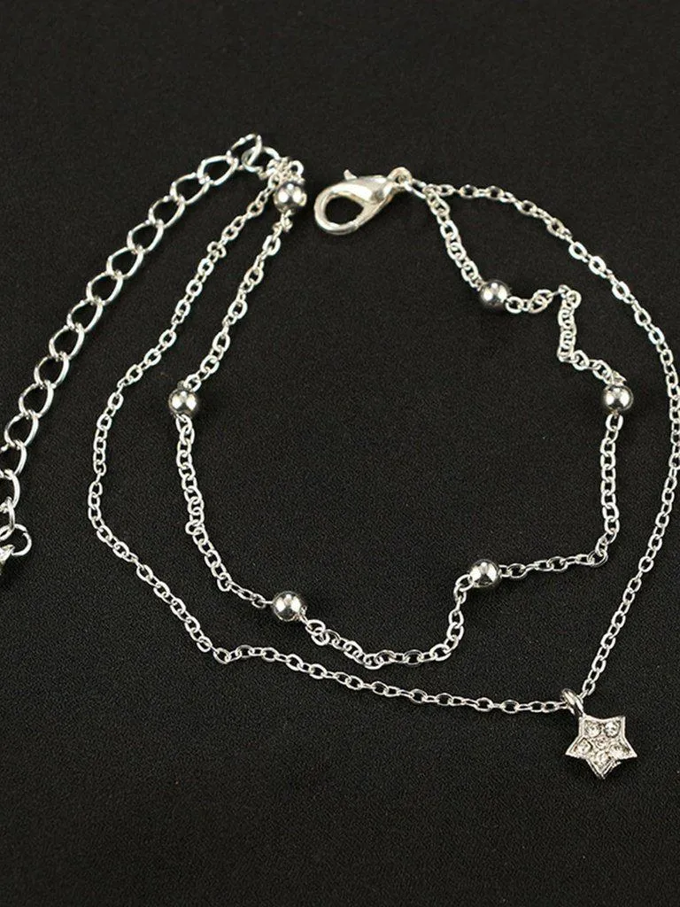 Star Charm Layered Chain Anklet