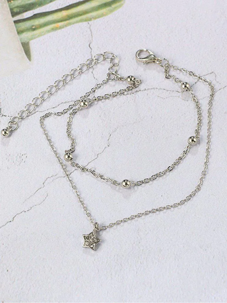 Star Charm Layered Chain Anklet