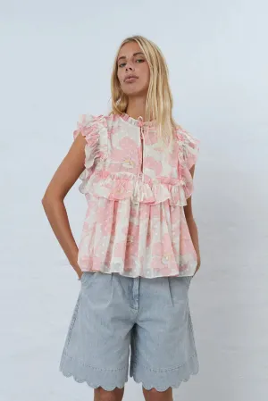 Stella Nova Flounce Chiffon Top CC42-1801 Soft Pink