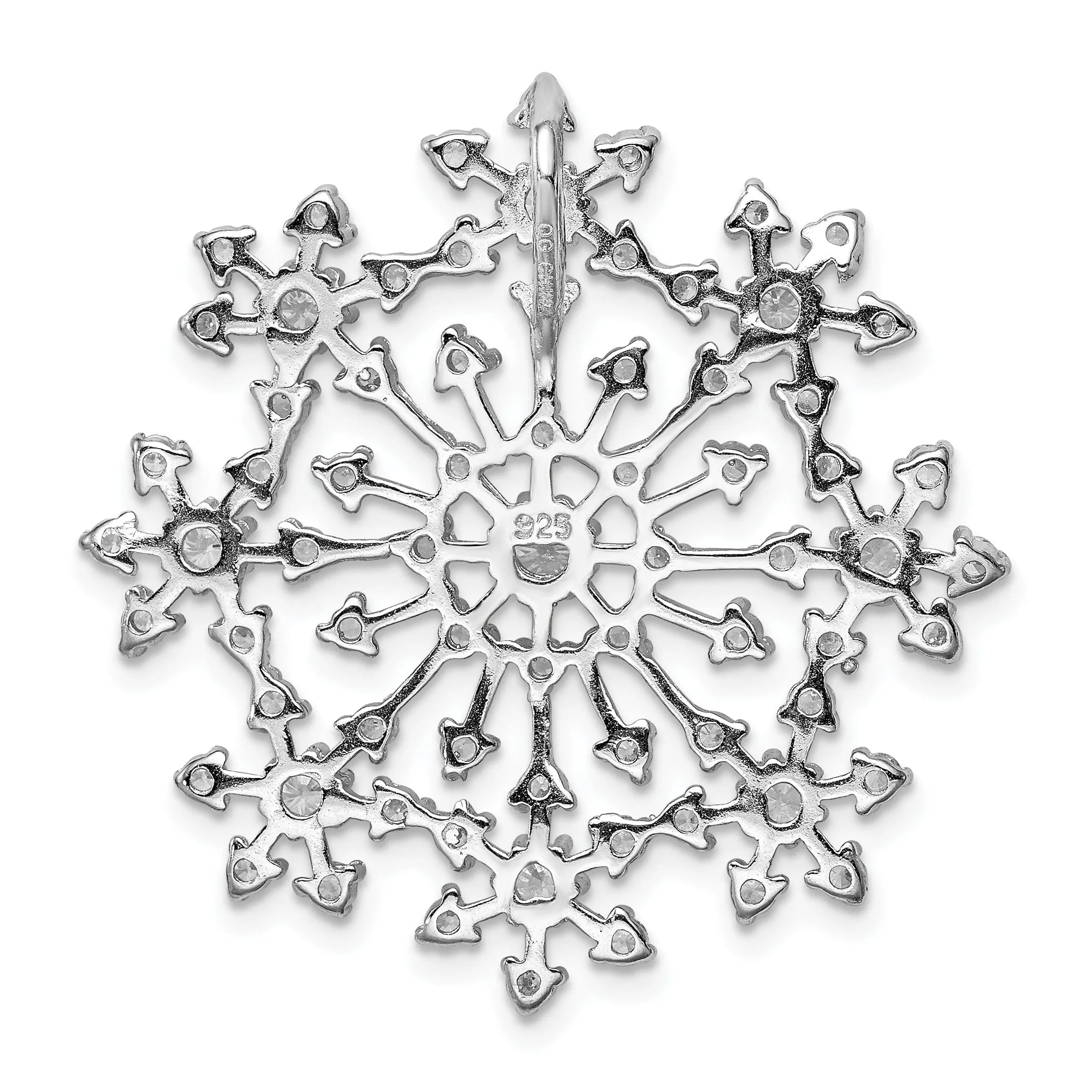 Sterling Silver Cubic Zirconia Snowflake Slide