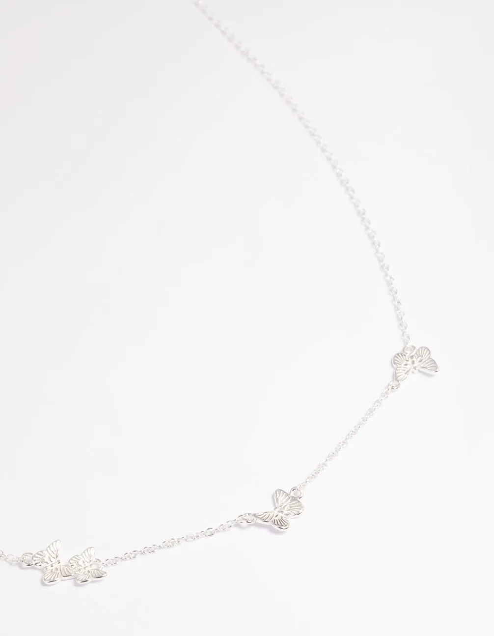 Sterling Silver Etched Butterfly Necklace