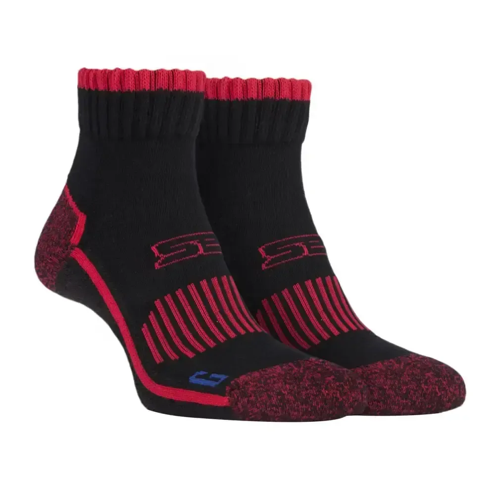 Storm bloc - 1 pair mens cotton ankle socks (6-8.5 / black red)