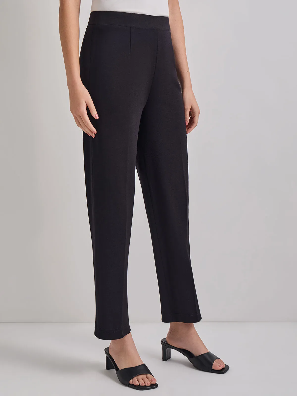 Straight Leg Knit Pant, Black
