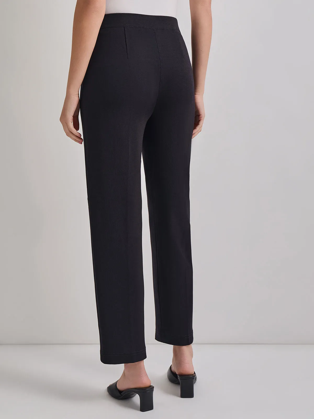 Straight Leg Knit Pant, Black