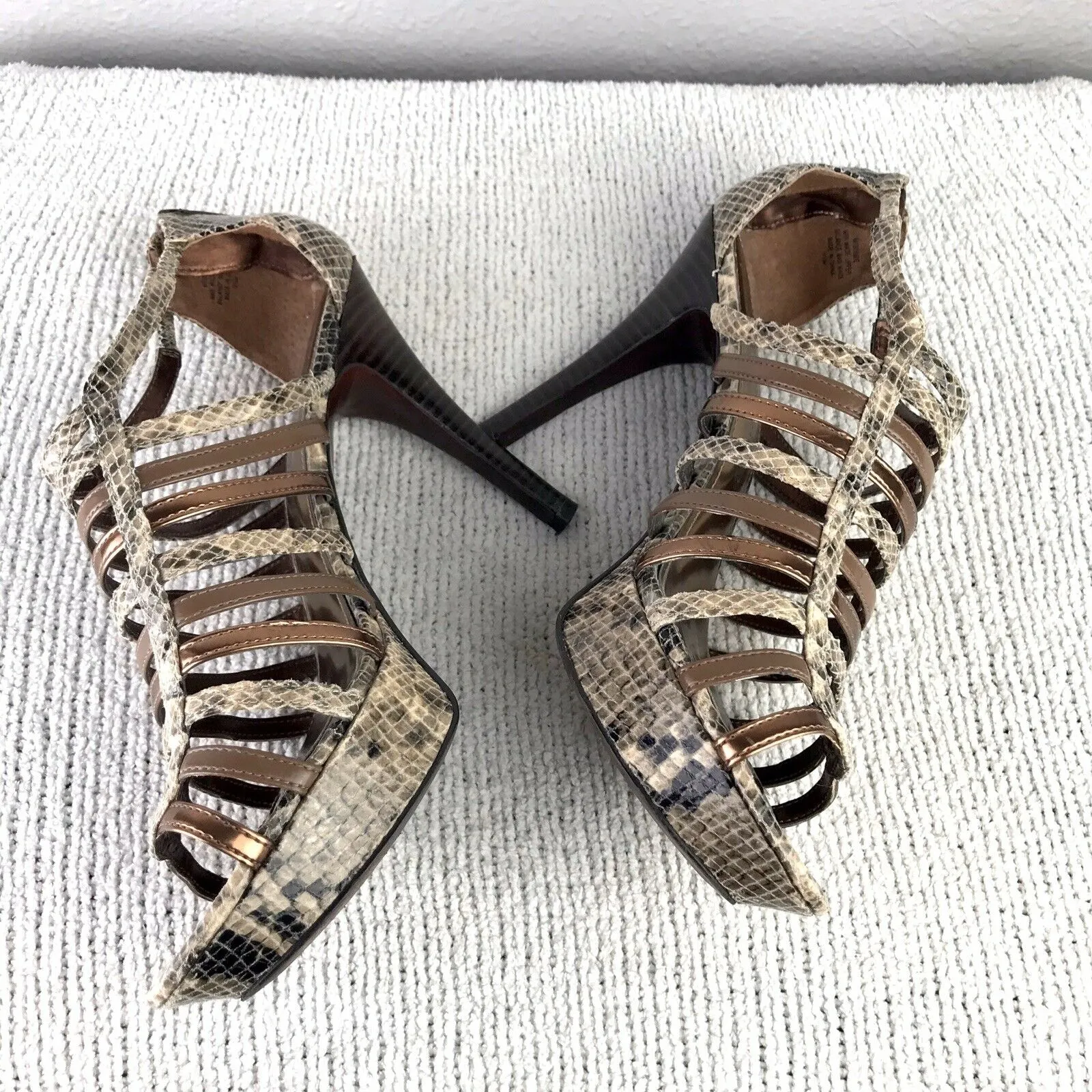 Strappy Snakeskin Heels