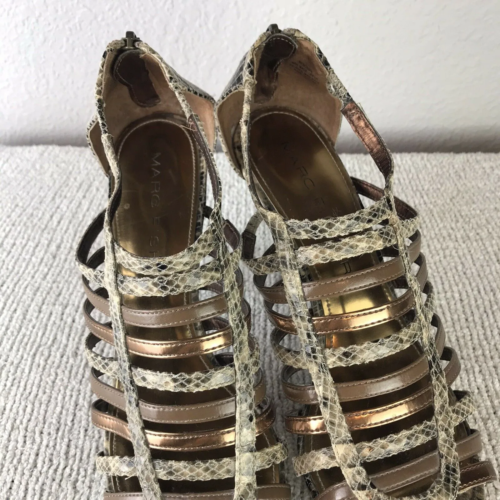 Strappy Snakeskin Heels