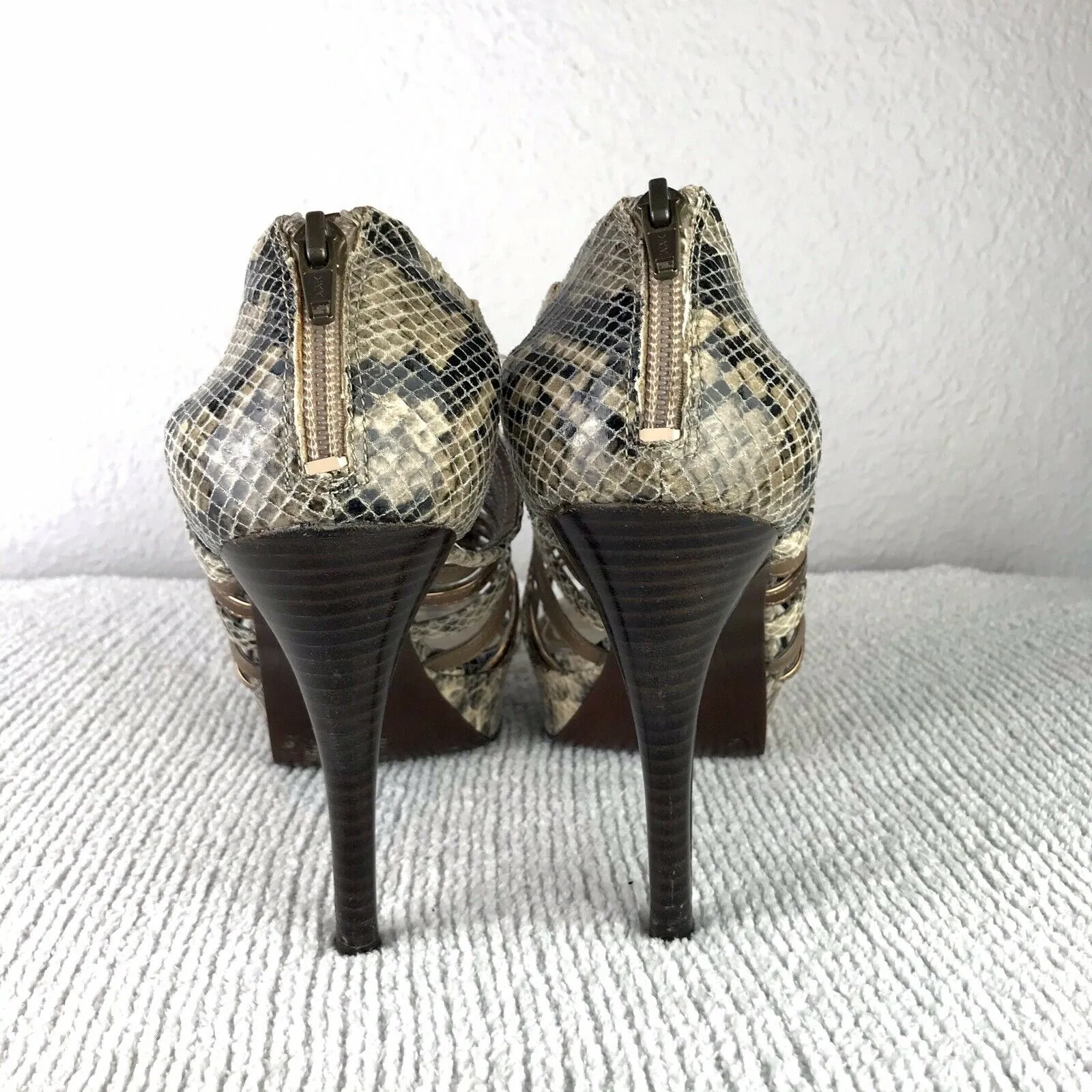 Strappy Snakeskin Heels