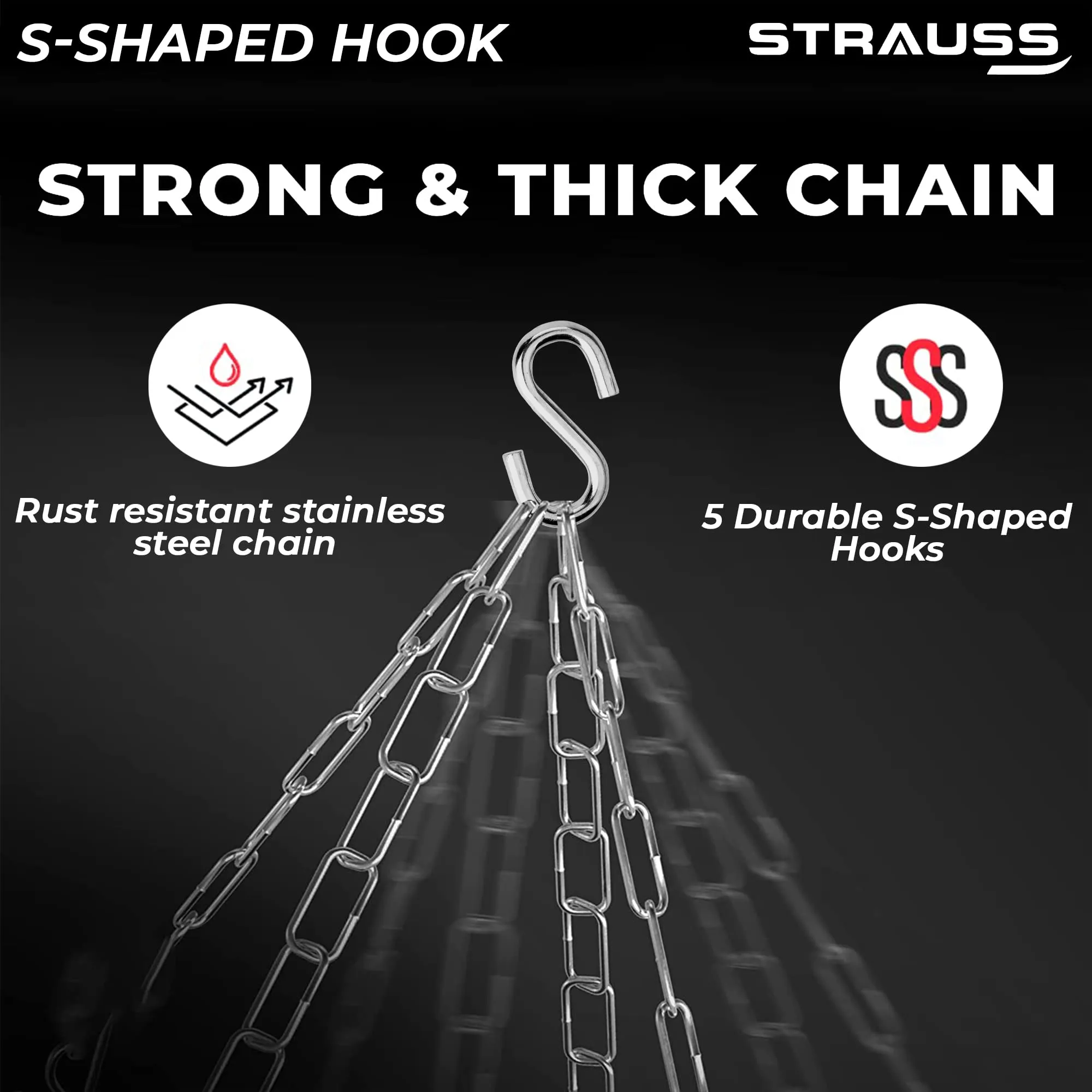 Strauss Canvas Heavy Duty Filled Gym Punching Bag|Hanging S Hook, Zippered Top Head Closure,Heavy Straps|Ideal for Boxing, MMA,Muay Thai|Boxing Bag for Home Gym & Fitness Training|3Feet,(Black/Orange)