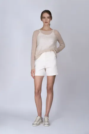 STRETCH Sailor High-Waisted Cotton Twill Shorts