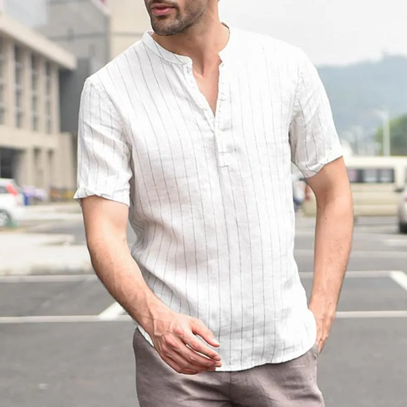 Striped Short Sleeve Dress Shirts