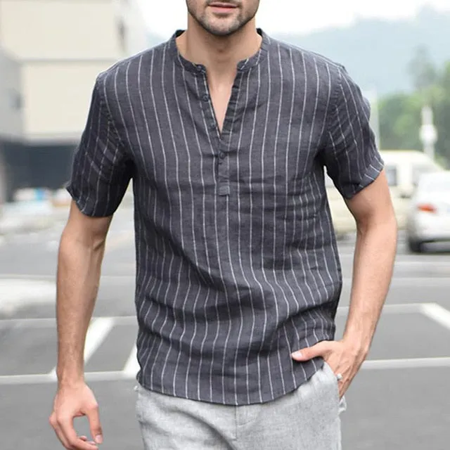 Striped Short Sleeve Dress Shirts