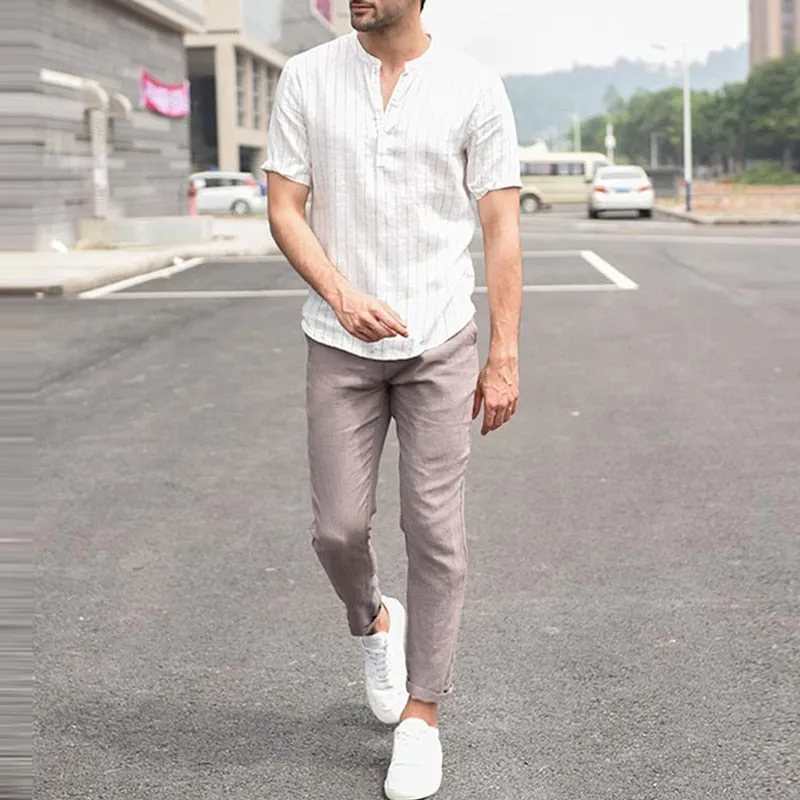 Striped Short Sleeve Dress Shirts