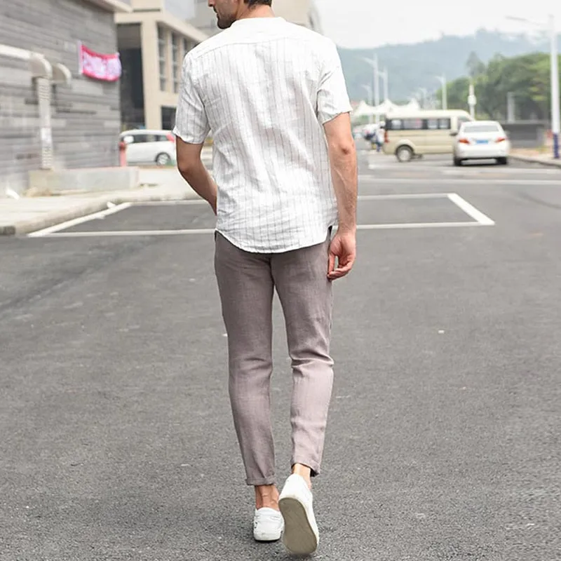 Striped Short Sleeve Dress Shirts