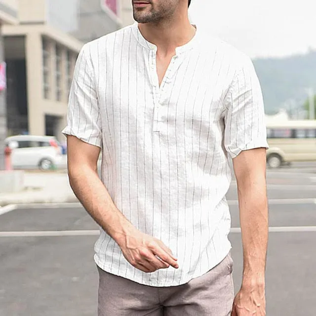 Striped Short Sleeve Dress Shirts