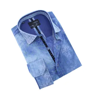Striped Vine  Flocking Button Down Jacquard Shirt