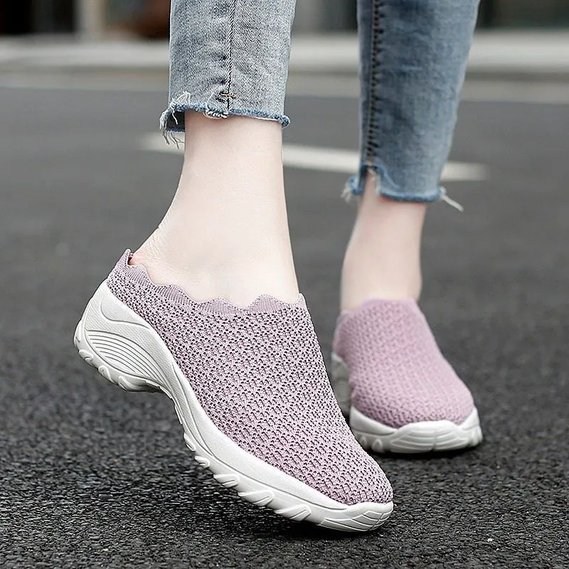 Stroll in Comfort with Owlkay Lazy Wavy Breathable Slip-On Walking Shoes