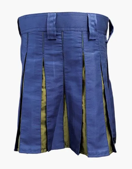 StUDDED APRON HYBRID KILT WHOMENS BLUE AND OLIVE GREEN