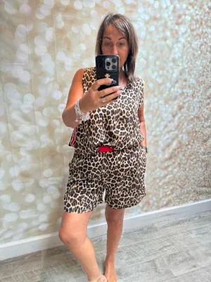 Studio 2 Piece Leopard Short/Vest Set