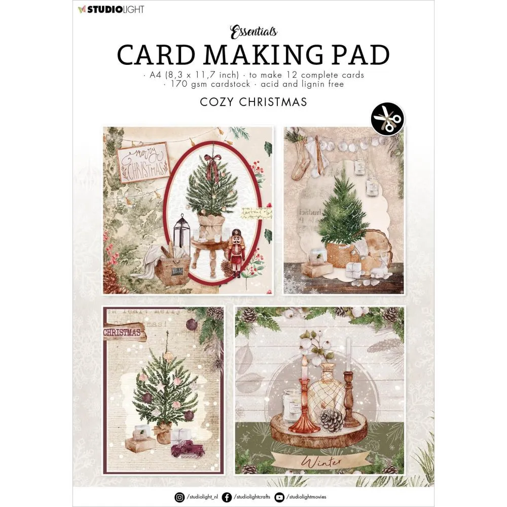 Studio Light Essentials Card Making Pad 12/Pkg Nr. 07, Cozy Christmas*